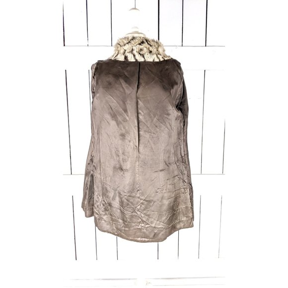 Vintage chevron striped chunky faux fur leather trim midi coat - Picture 7 of 7